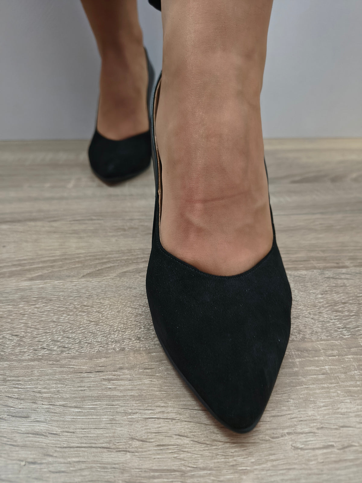 Pantofi Eleganti Damă Antonio 20527 Negru Velur + Box - Piele Naturală Întoarsă + Box - imagine 4