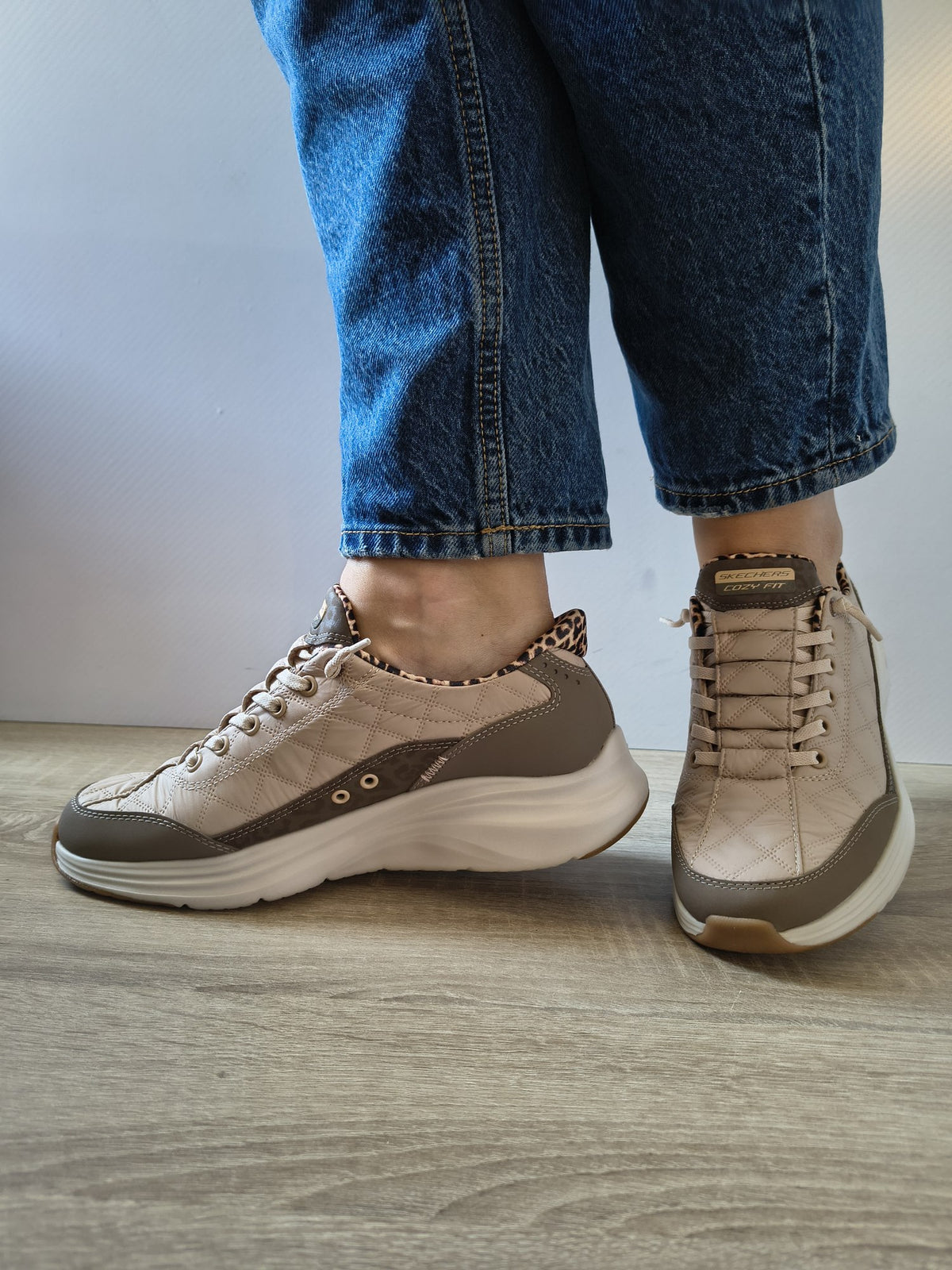 PANTOFI CASUAL DAMĂ SKECHERS 150419 BRN BEJ LEOPARD