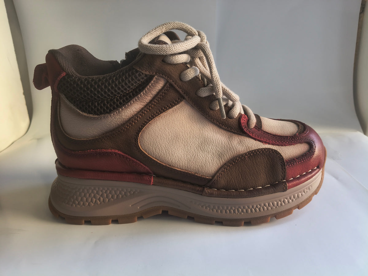 Pantofi Sport Damă Franco Gerardo 8001 Bej cu Bordo - poza receptie