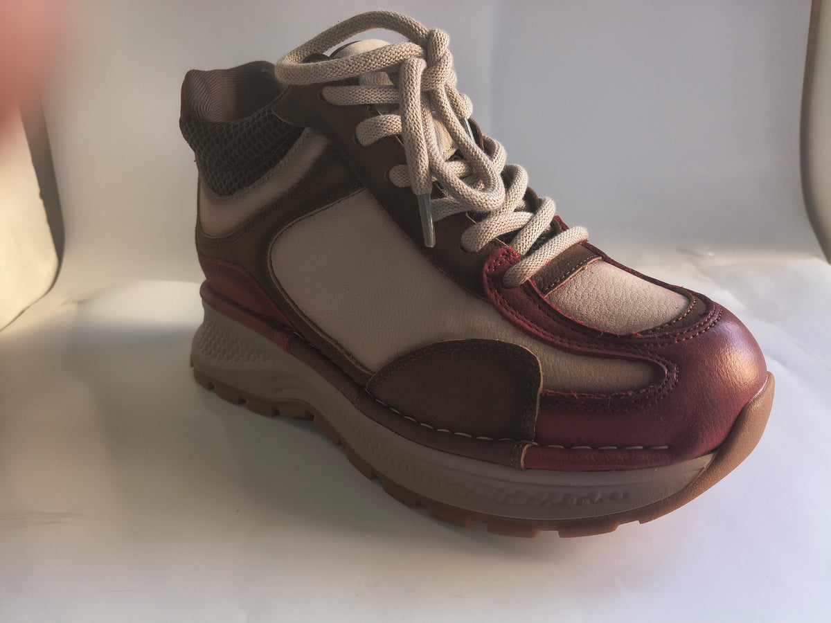 Pantofi Sport Damă Franco Gerardo 8001 Bej cu Bordo - poza receptie