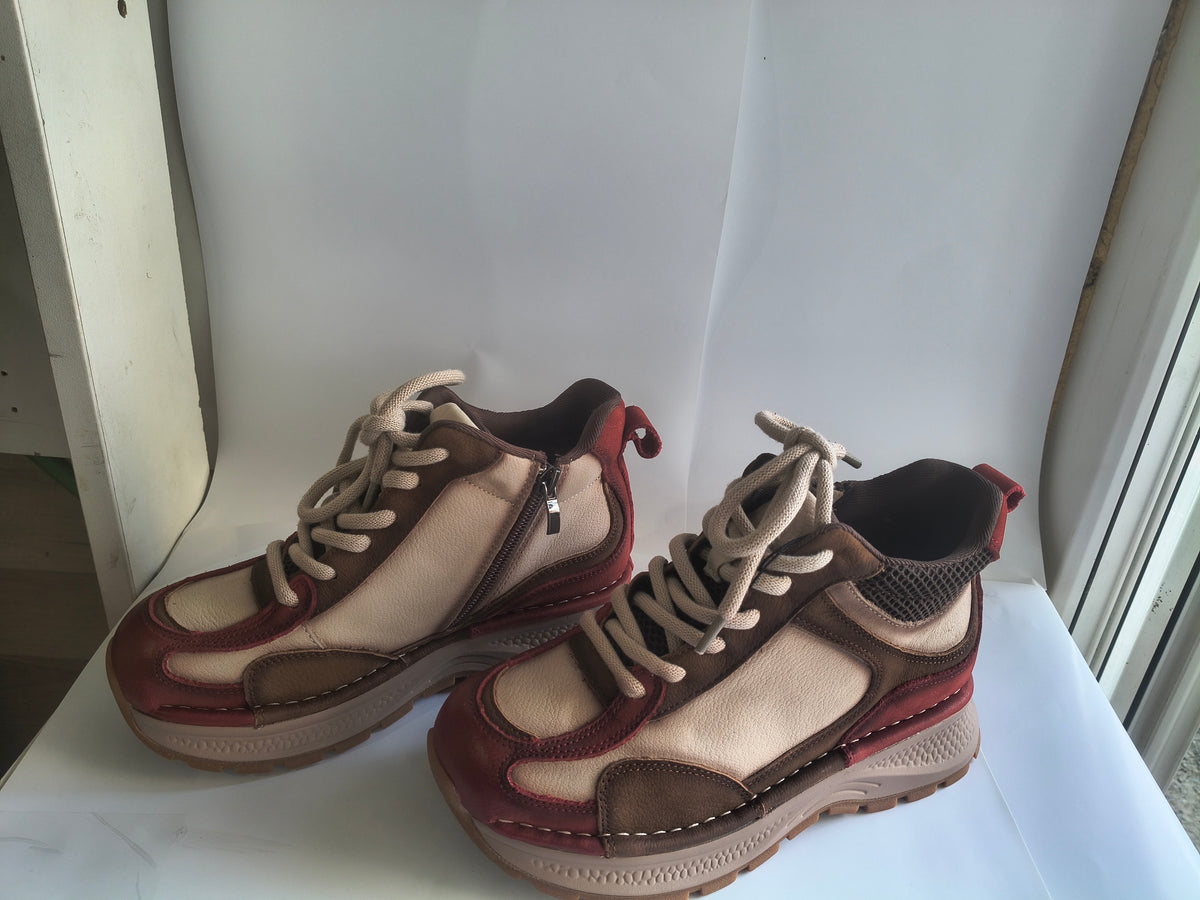 Pantofi Sport Damă Franco Gerardo 8001 Bej cu Bordo - poza receptie