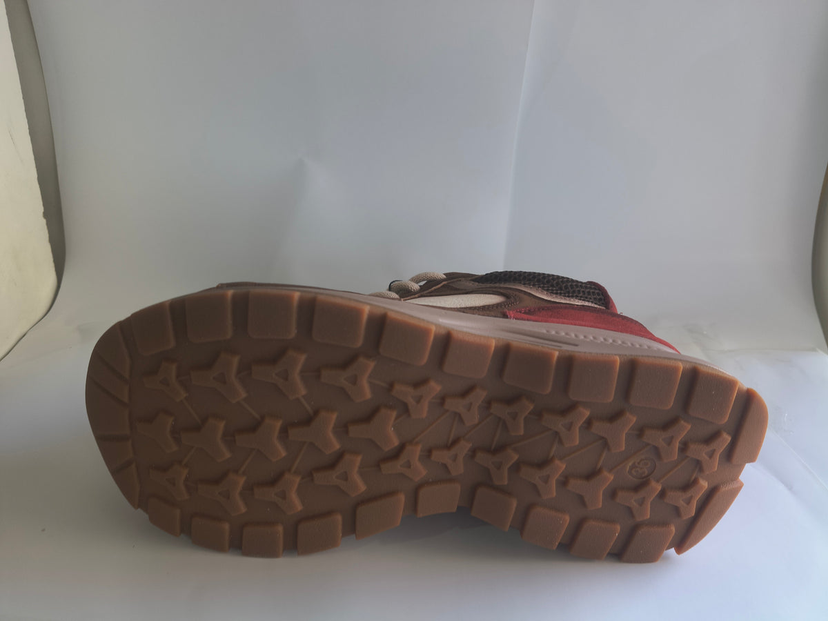 Pantofi Sport Damă Franco Gerardo 8001 Bej cu Bordo - poza receptie