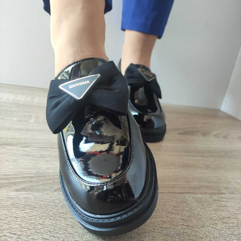 PANTOFI CASUAL DAMA KARISMA 50002A 01-L NEGRI LAC - imagine 4