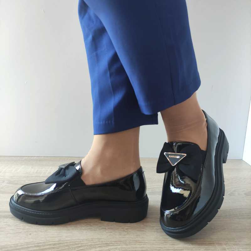 PANTOFI CASUAL DAMA KARISMA 50002A 01-L NEGRI LAC - imagine 2