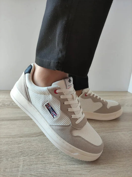 PANTOFI CASUAL BARBATI DECAR 9903 ALBI CU GRI VELUR