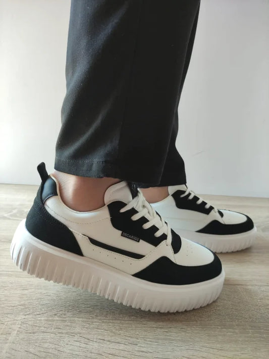 PANTOFI CASUAL BARBATI DECAR Y237 ALBI + NEGRU VELUR