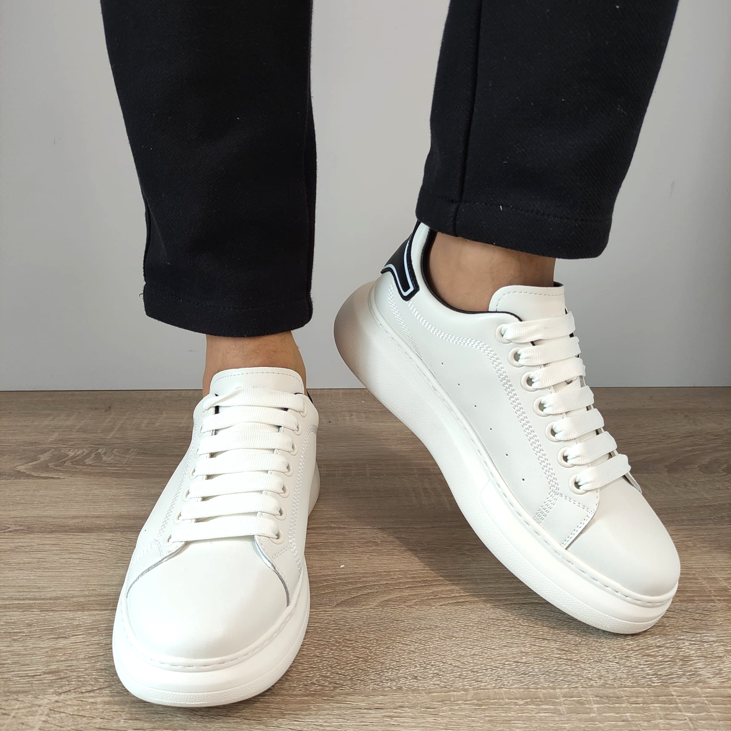 PANTOFI CASUAL BARBATI FRANCO GERARDO 3221 ALBI + NEGRI - imagine 4