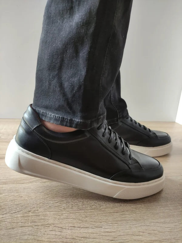 PANTOFI CASUAL BARBATI FRANCO GERARDO 4D17-4 NEGRI CU TALPA ALBA - imagine 5
