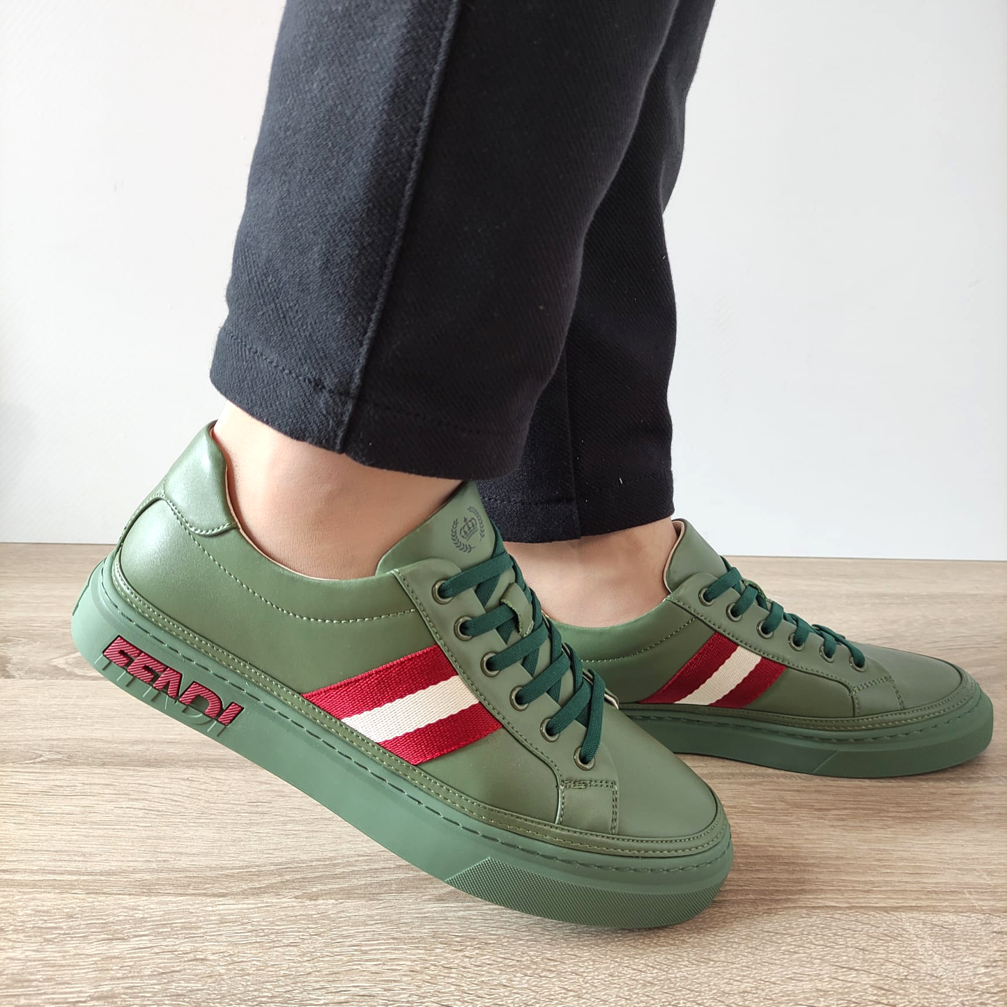 PANTOFI CASUAL BARBATI FRANCO GERARDO 68005 VERDE OLIVE - imagine 2