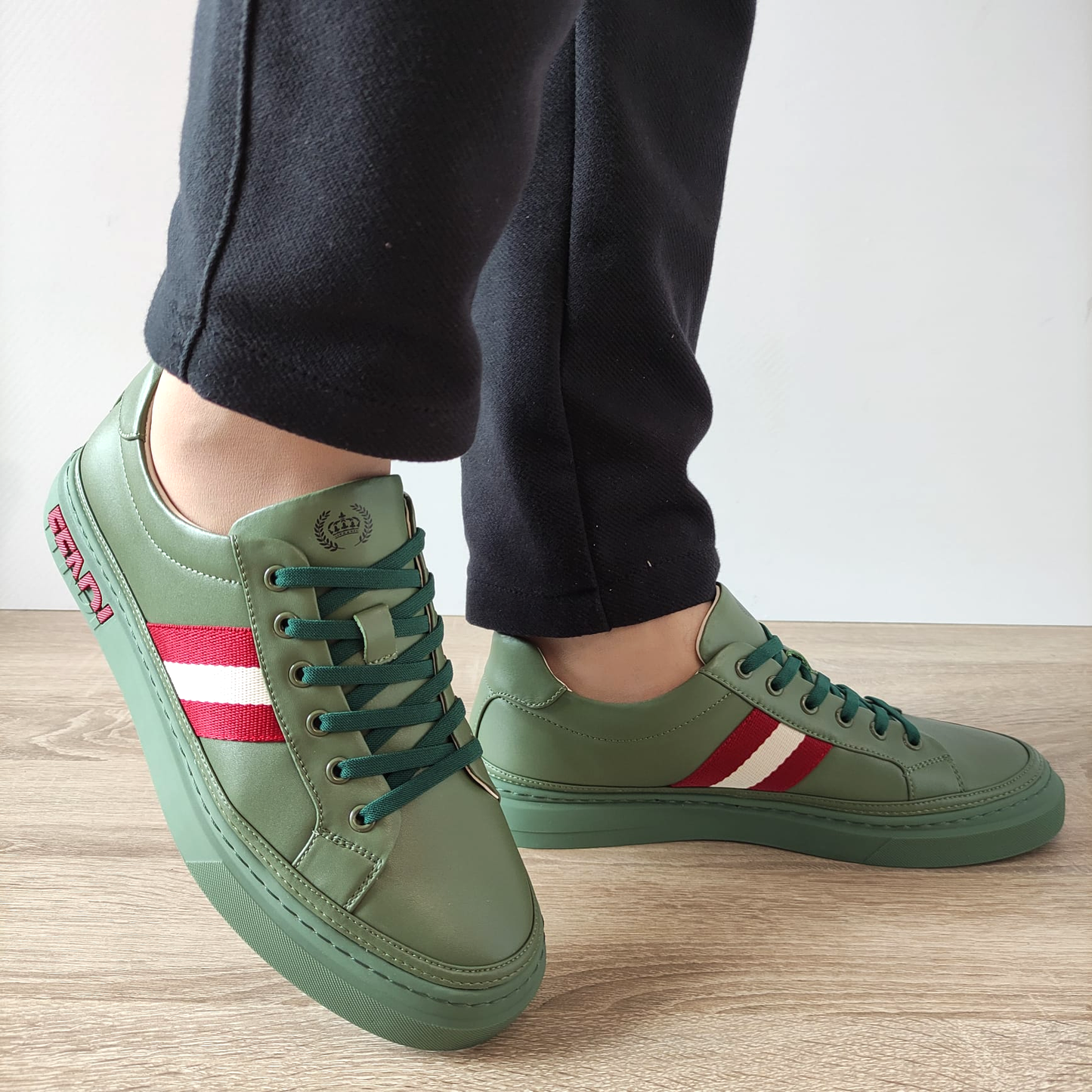 PANTOFI CASUAL BARBATI FRANCO GERARDO 68005 VERDE OLIVE - imagine 3