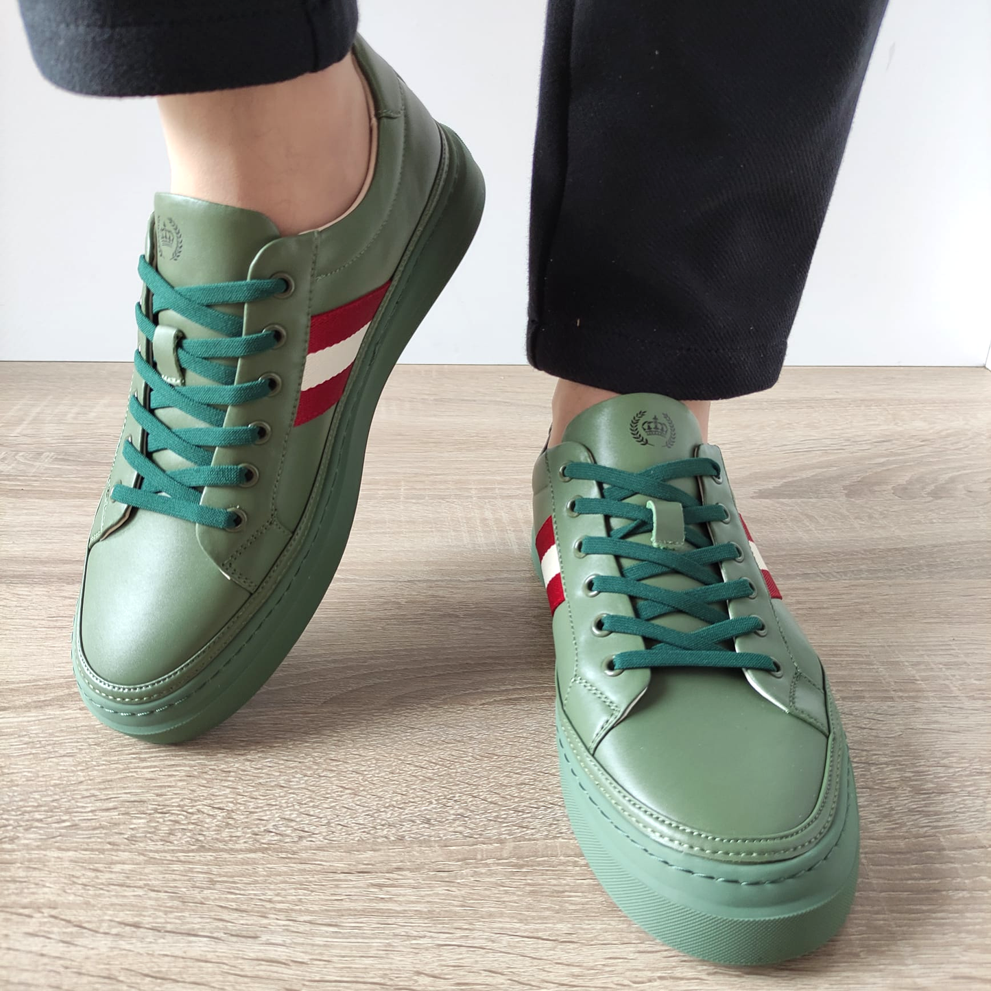 PANTOFI CASUAL BARBATI FRANCO GERARDO 68005 VERDE OLIVE - imagine 4