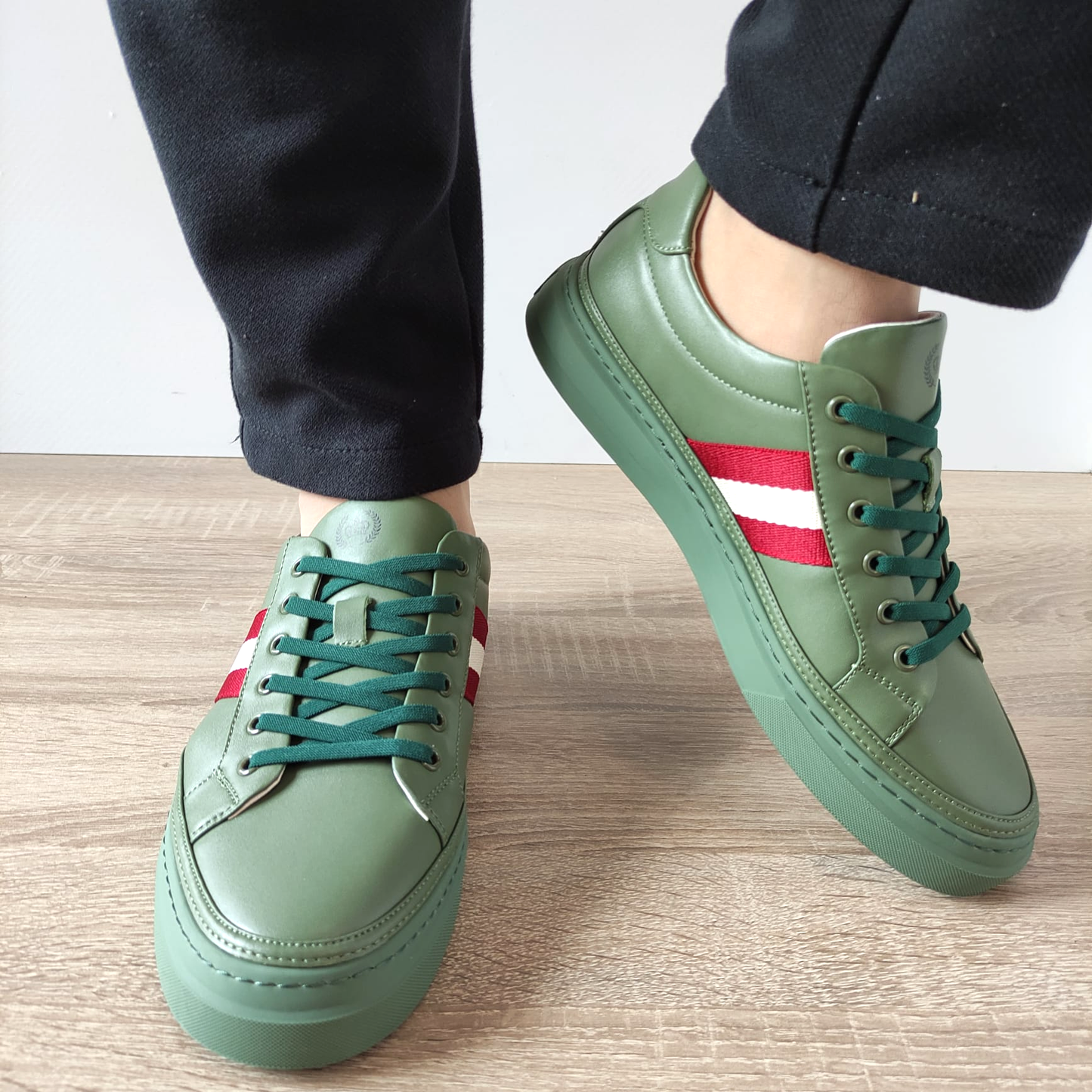 PANTOFI CASUAL BARBATI FRANCO GERARDO 68005 VERDE OLIVE - imagine 5