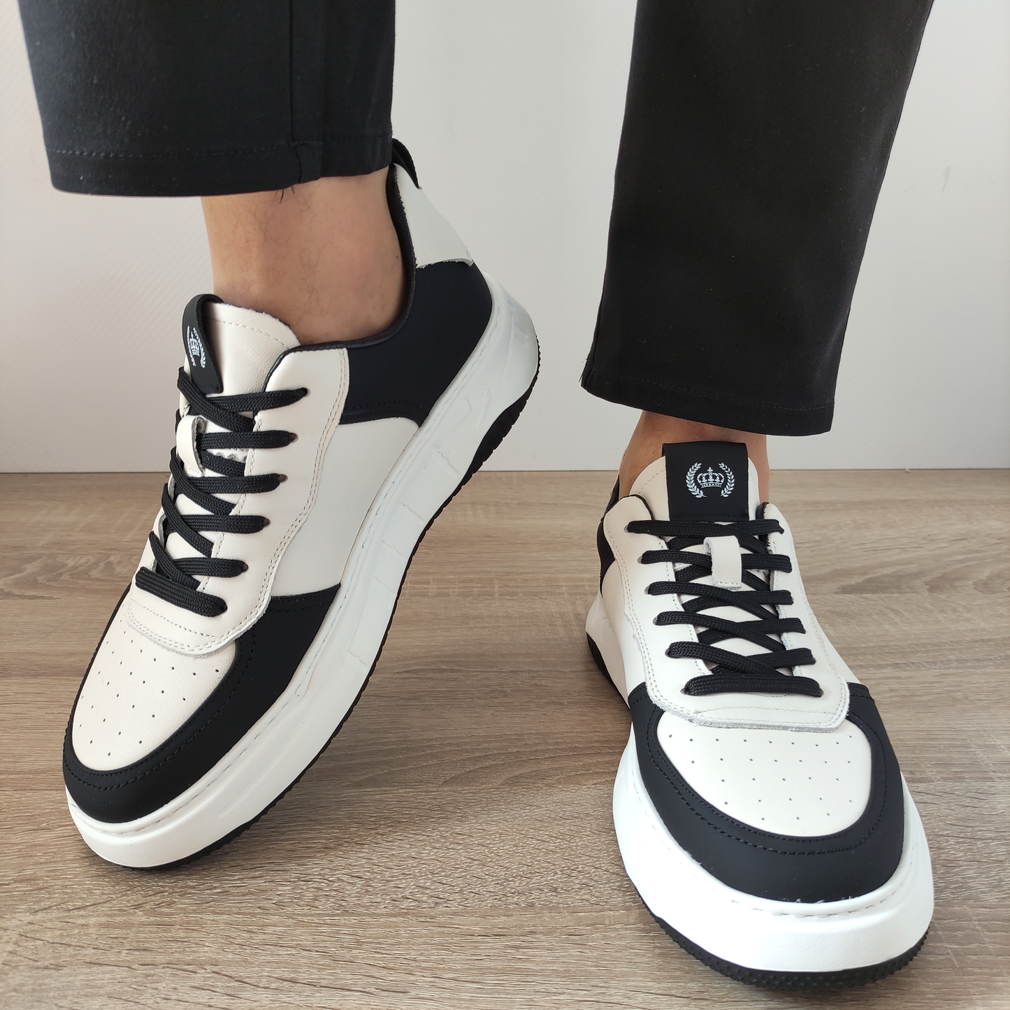 PANTOFI CASUAL BARBATI FRANCO GERARDO 8268 ALBI CU NEGRU - imagine 5