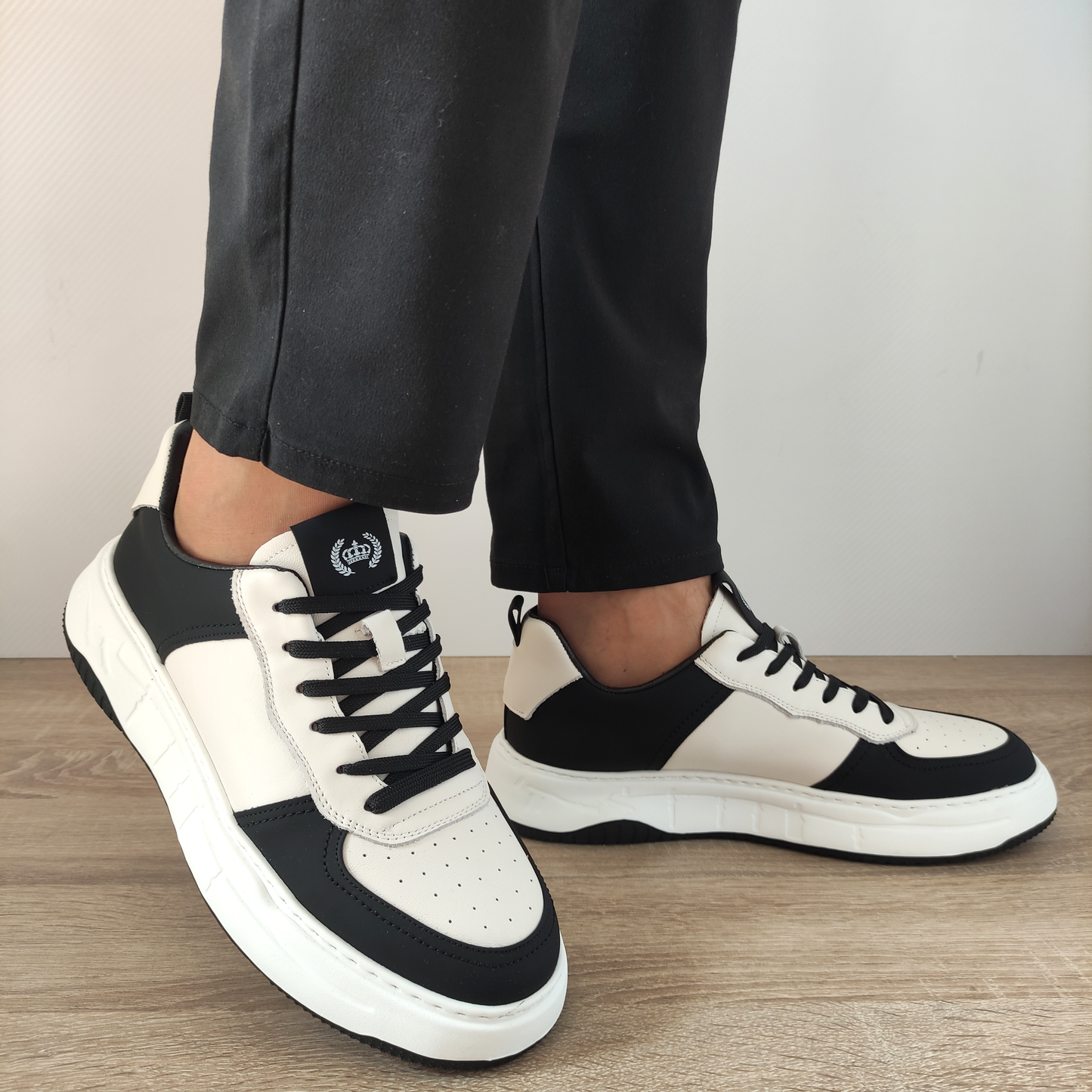 PANTOFI CASUAL BARBATI FRANCO GERARDO 8268 ALBI CU NEGRU - imagine 6