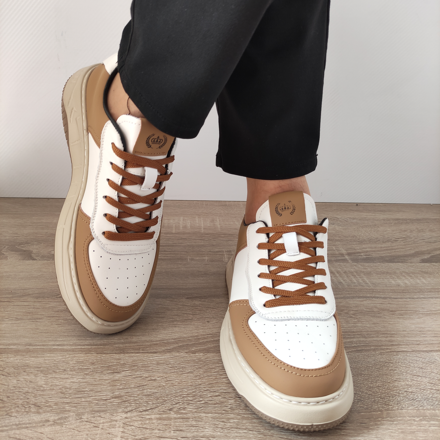 PANTOFI CASUAL BARBATI FRANCO GERARDO 8268 CREAM CU TAUPE - imagine 4
