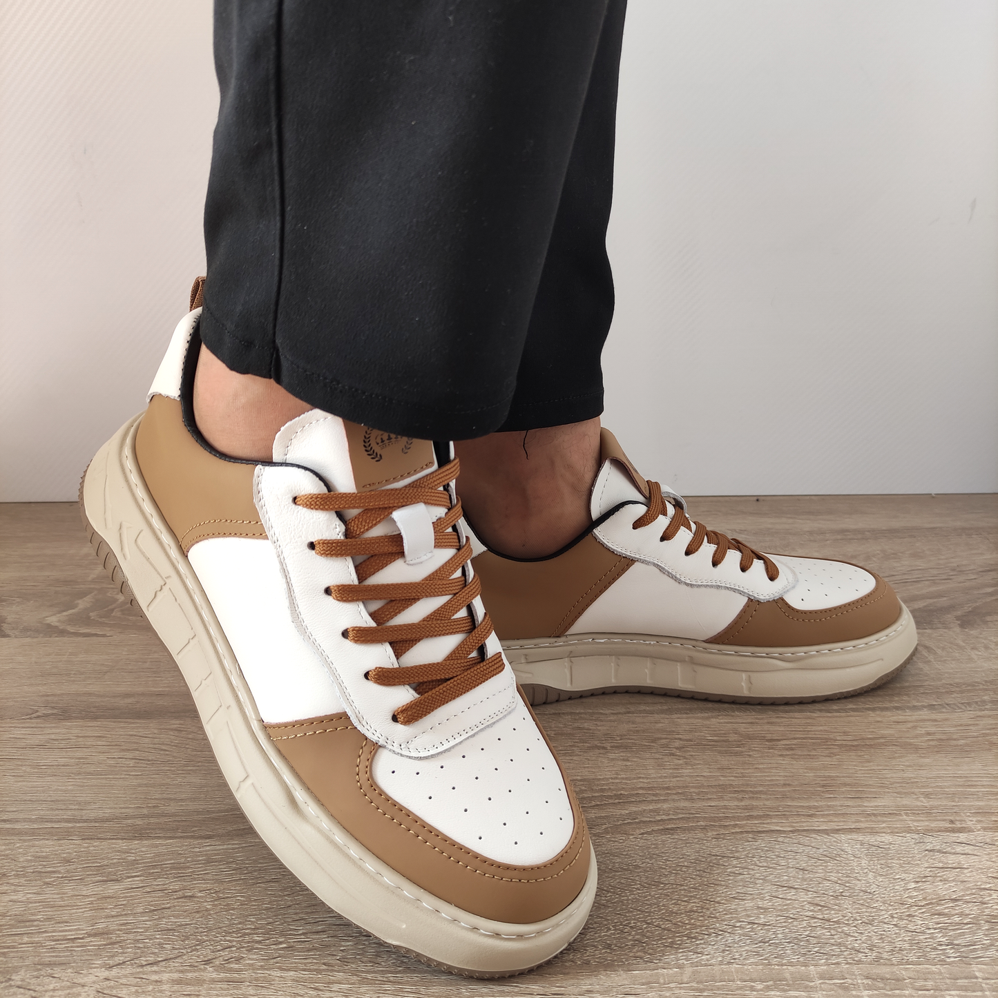 PANTOFI CASUAL BARBATI FRANCO GERARDO 8268 CREAM CU TAUPE - imagine 6