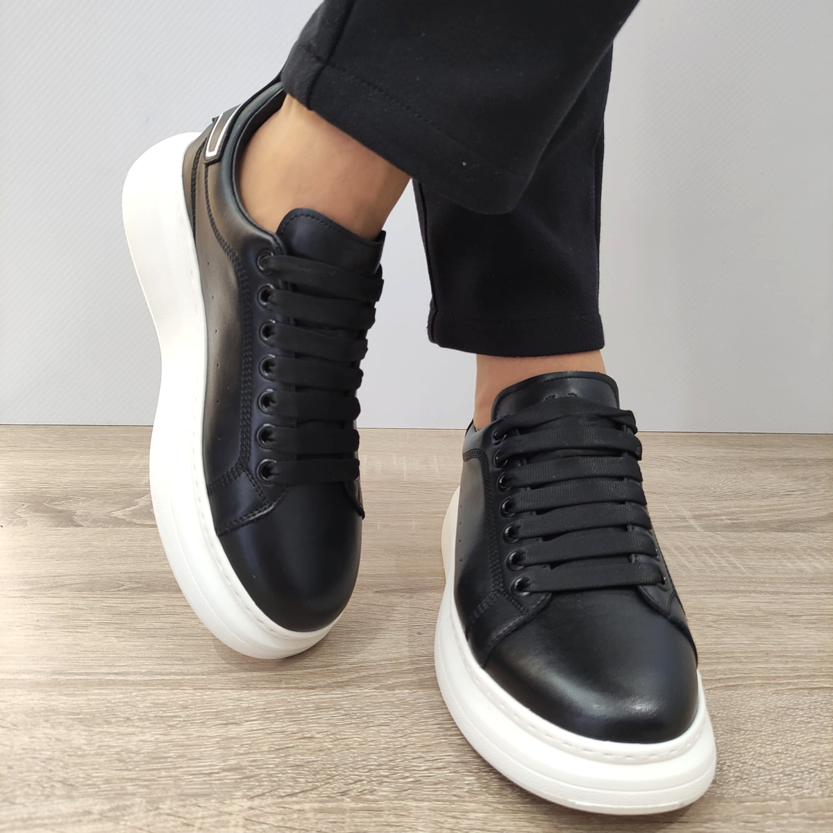 PANTOFI CASUAL BARBATI FRANCO GERARDO 3221 NEGRI + TALPA ALBA - imagine 4