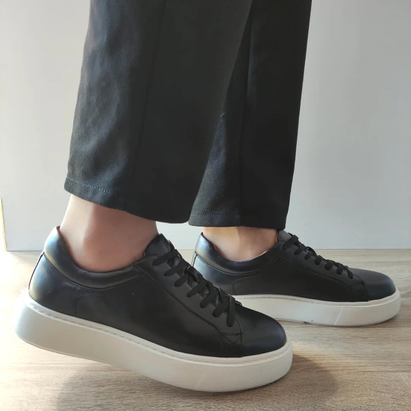 PANTOFI CASUAL BARBATI FRANCO GERARDO T231103-A NEGRI CU TALPA ALBA - imagine 2