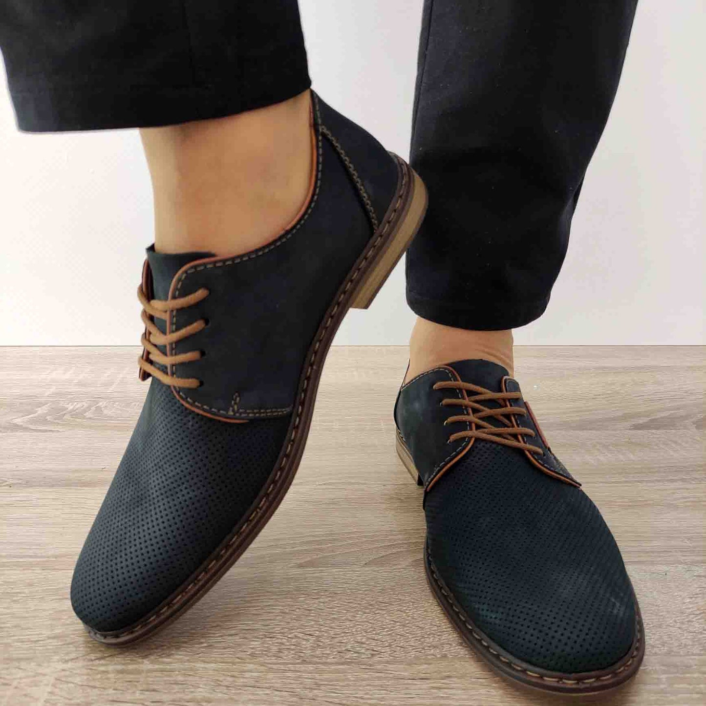 PANTOFI CASUAL BARBATI RIEKER 13439-14 BLEUMARIN NUBUCK - imagine 3
