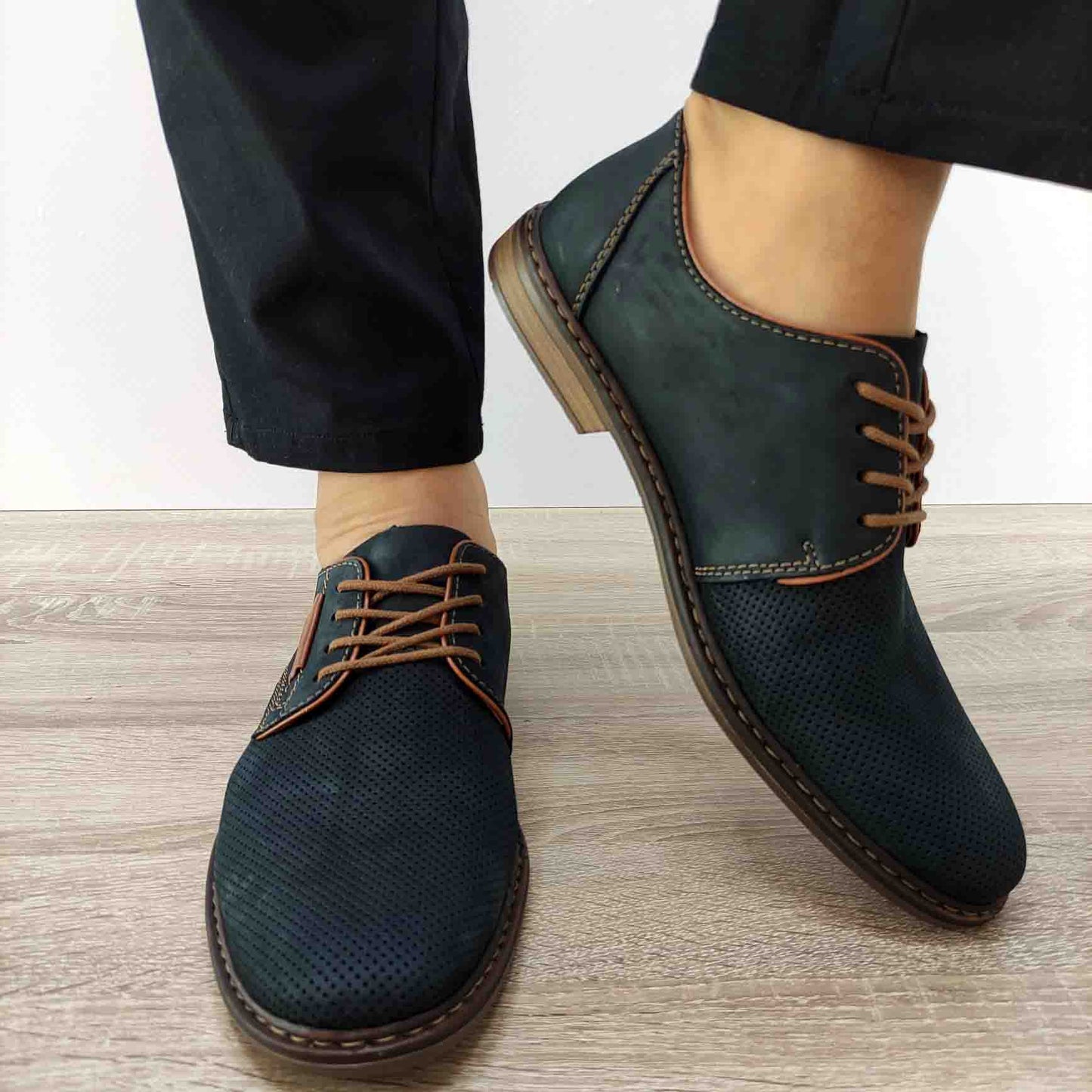 PANTOFI CASUAL BARBATI RIEKER 13439-14 BLEUMARIN NUBUCK - imagine 4