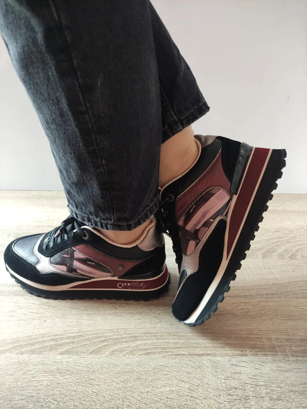 PANTOFI CASUAL DAMA ANEKKE 41390-446 NEGRI + BORDO - imagine 2