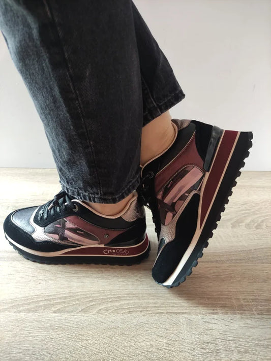 PANTOFI CASUAL DAMA ANEKKE 41390-446 NEGRI + BORDO