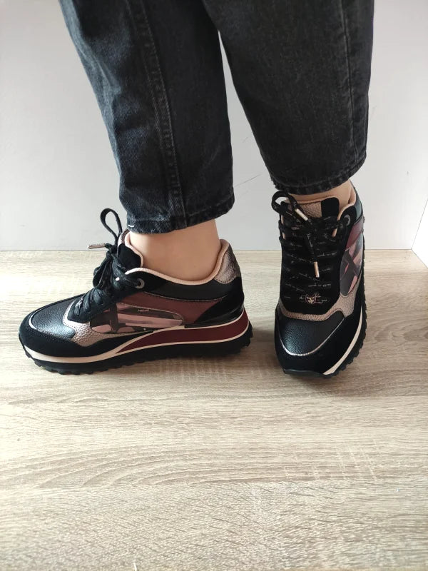 PANTOFI CASUAL DAMA ANEKKE 41390-446 NEGRI + BORDO - imagine 3