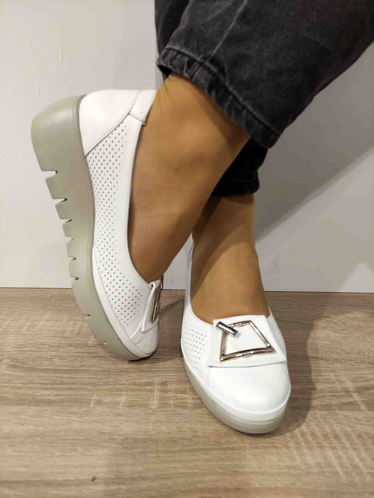 PANTOFI CASUAL DAMA ANNA VIOTTI 5356 ALBI - imagine 4