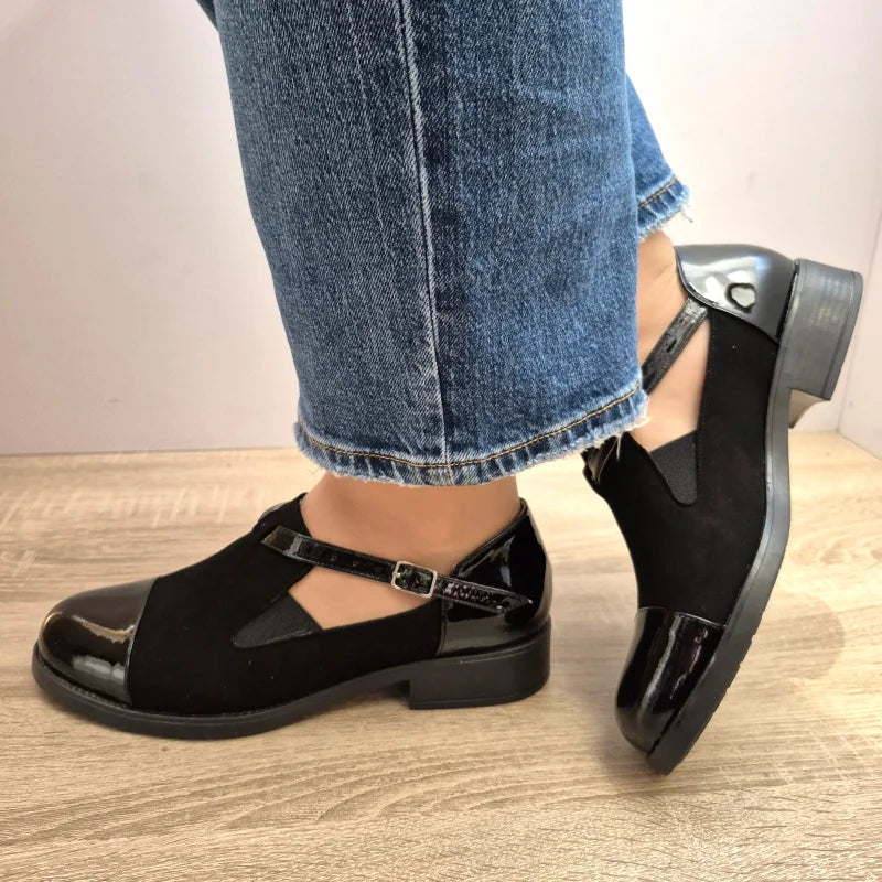 PANTOFI CASUAL DAMA ANTONIO M-43 NEGRI VELUR - imagine 2