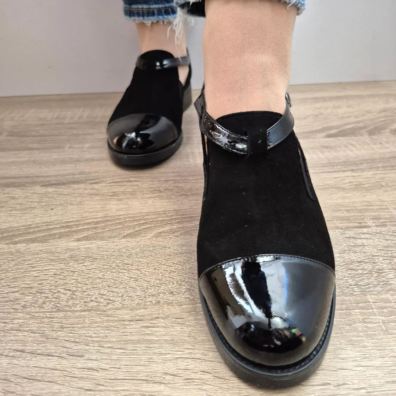 PANTOFI CASUAL DAMA ANTONIO M-43 NEGRI VELUR - imagine 4