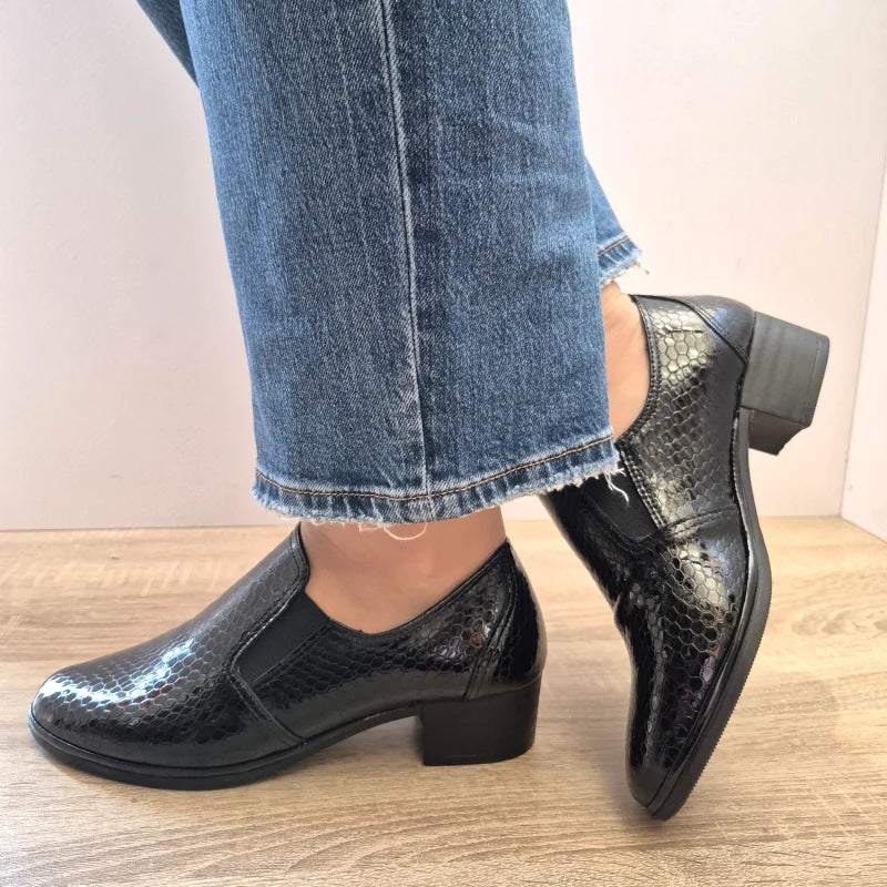 PANTOFI CASUAL DAMA DOGATI 017 340 NEGRI CROCO - imagine 2