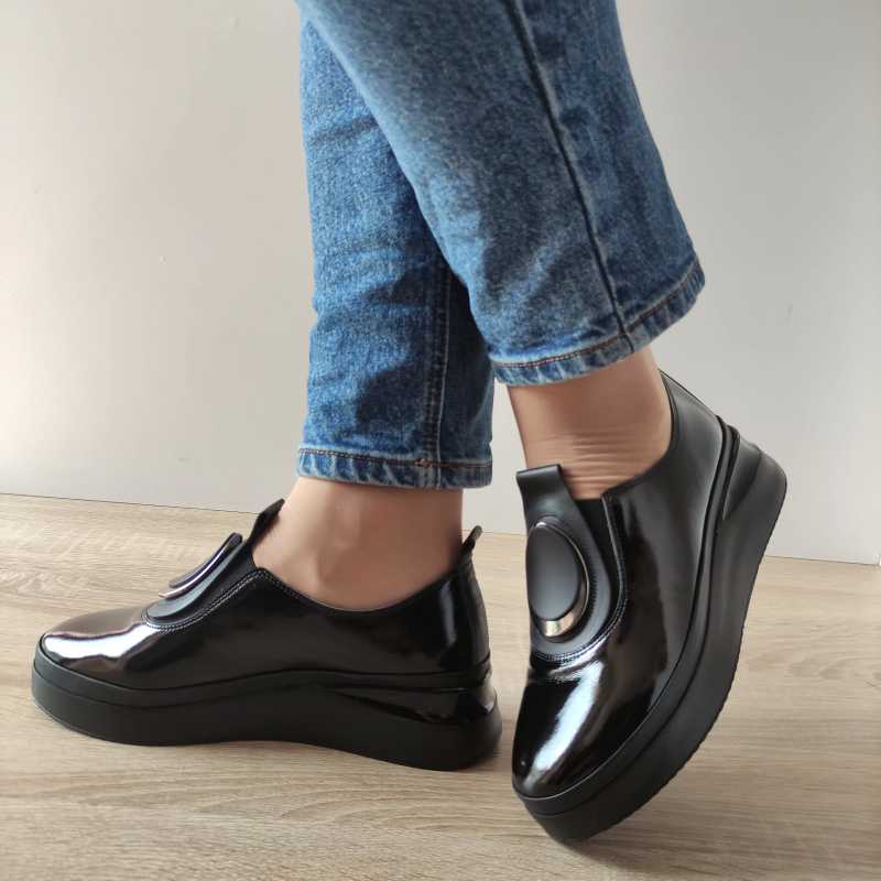 PANTOFI CASUAL DAMA DOGATI 061 2450 NEGRI LAC - imagine 2