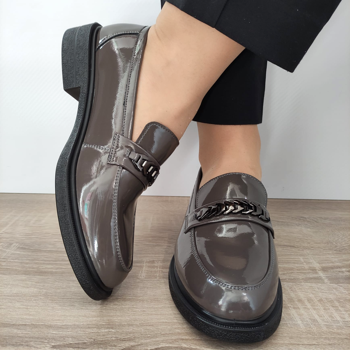 PANTOFI CASUAL DAMA FORMAZIONE 30025L GRI LAC - imagine 4