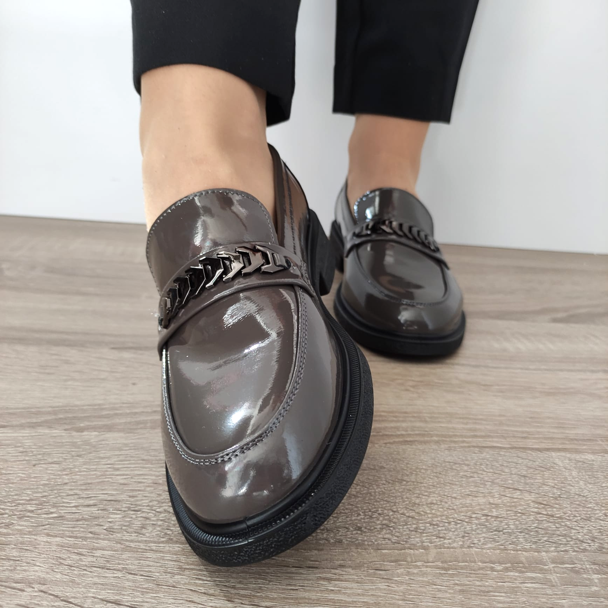 PANTOFI CASUAL DAMA FORMAZIONE 30025L GRI LAC - imagine 5