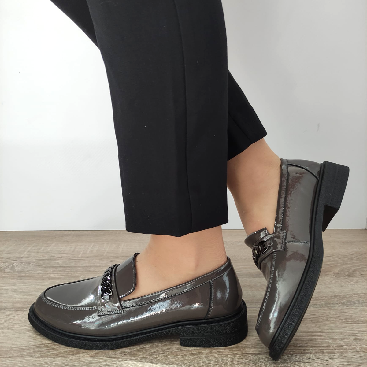 PANTOFI CASUAL DAMA FORMAZIONE 30025L GRI LAC - imagine 2