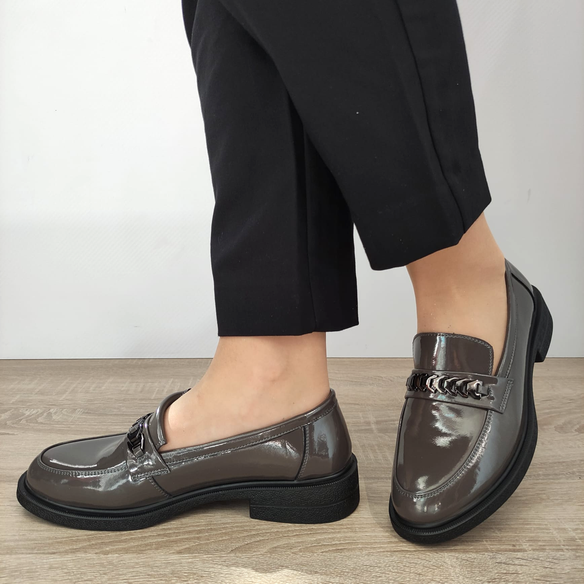 PANTOFI CASUAL DAMA FORMAZIONE 30025L GRI LAC - imagine 3
