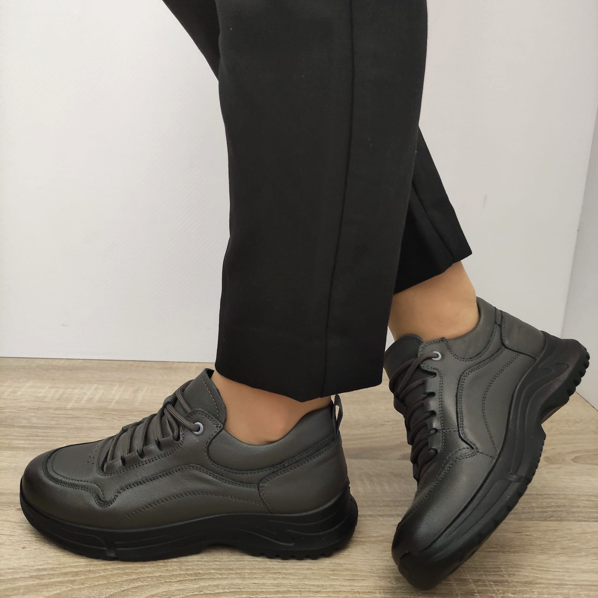 PANTOFI CASUAL DAMA FORMAZIONE N503 GRI ÎNCHIS - imagine 2
