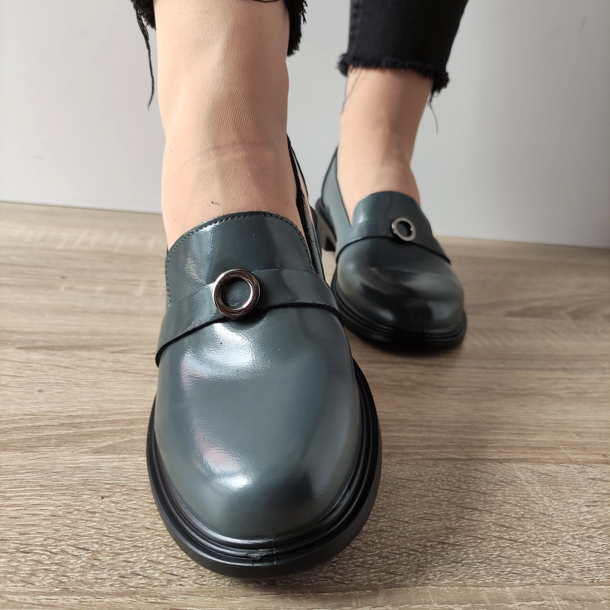 PANTOFI CASUAL DAMA FORMAZIONE Q11520-7 GRI LAC - imagine 5