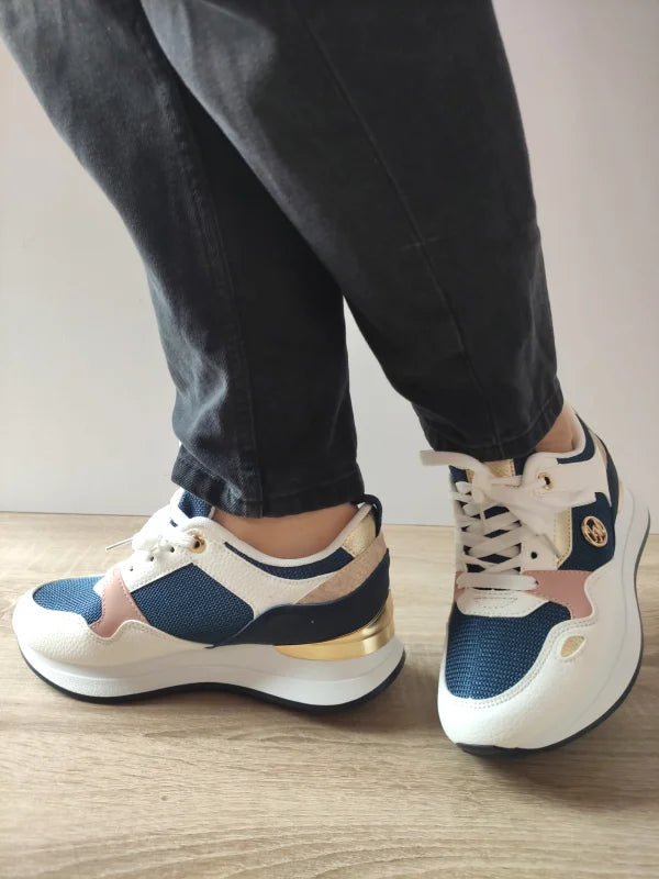 PANTOFI CASUAL DAMA JOMIX WSC250721-3 ALBI CU BLEUMARIN - imagine 2