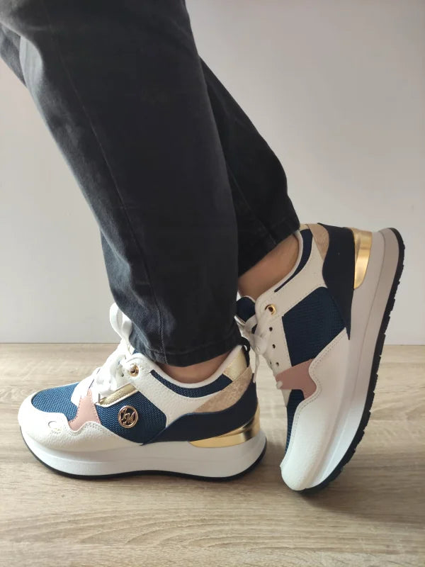 PANTOFI CASUAL DAMA JOMIX WSC250721-3 ALBI CU BLEUMARIN - imagine 3