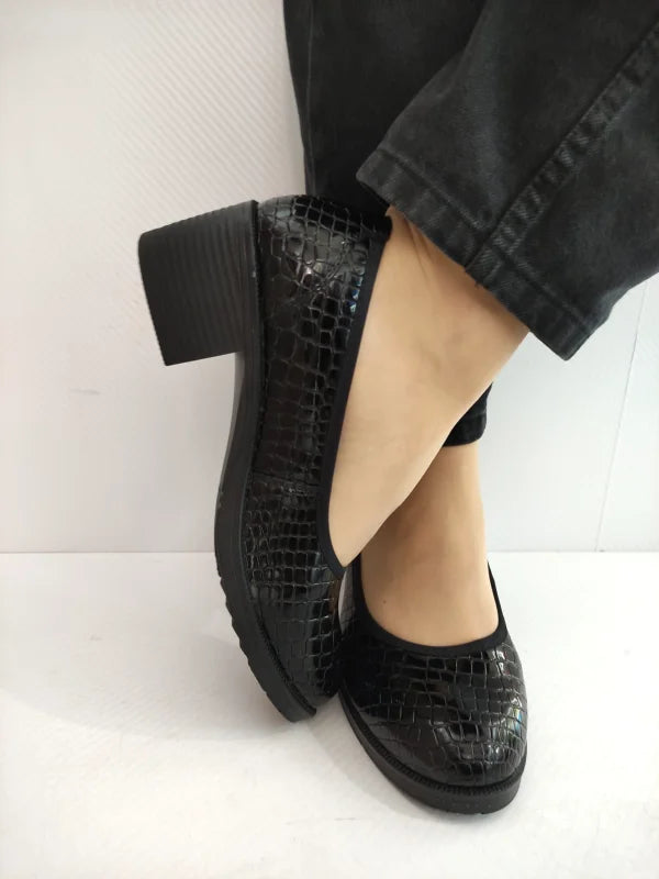 PANTOFI CASUAL DAMA KARISMA 60011A 01-O NEGRI CROCO - imagine 4