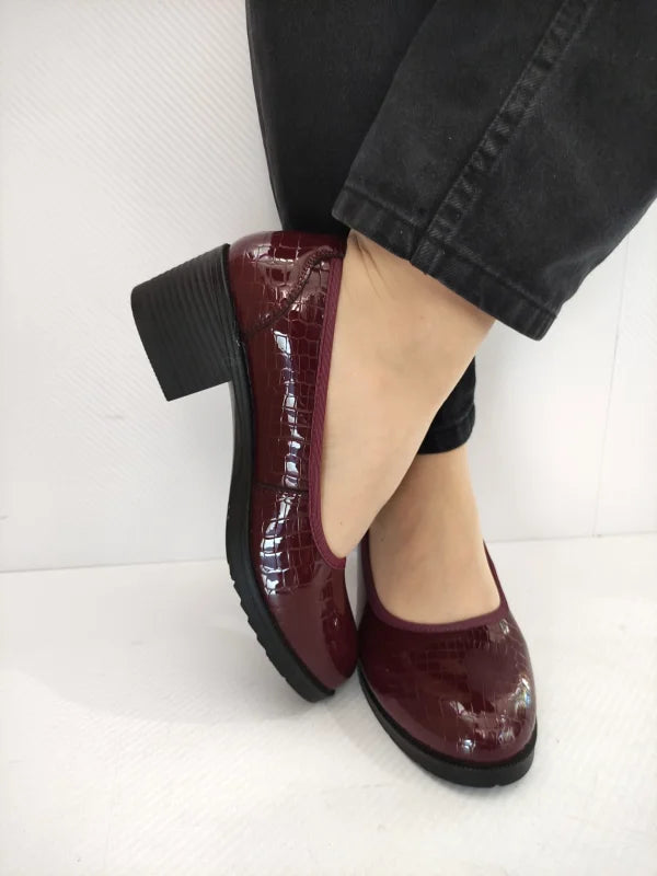 PANTOFI CASUAL DAMA KARISMA 60011B 23-O BORDO CROCO - imagine 4