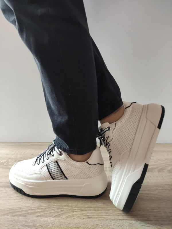 PANTOFI CASUAL DAMA MISSCAT 250536-2 ALBI CU NEGRU