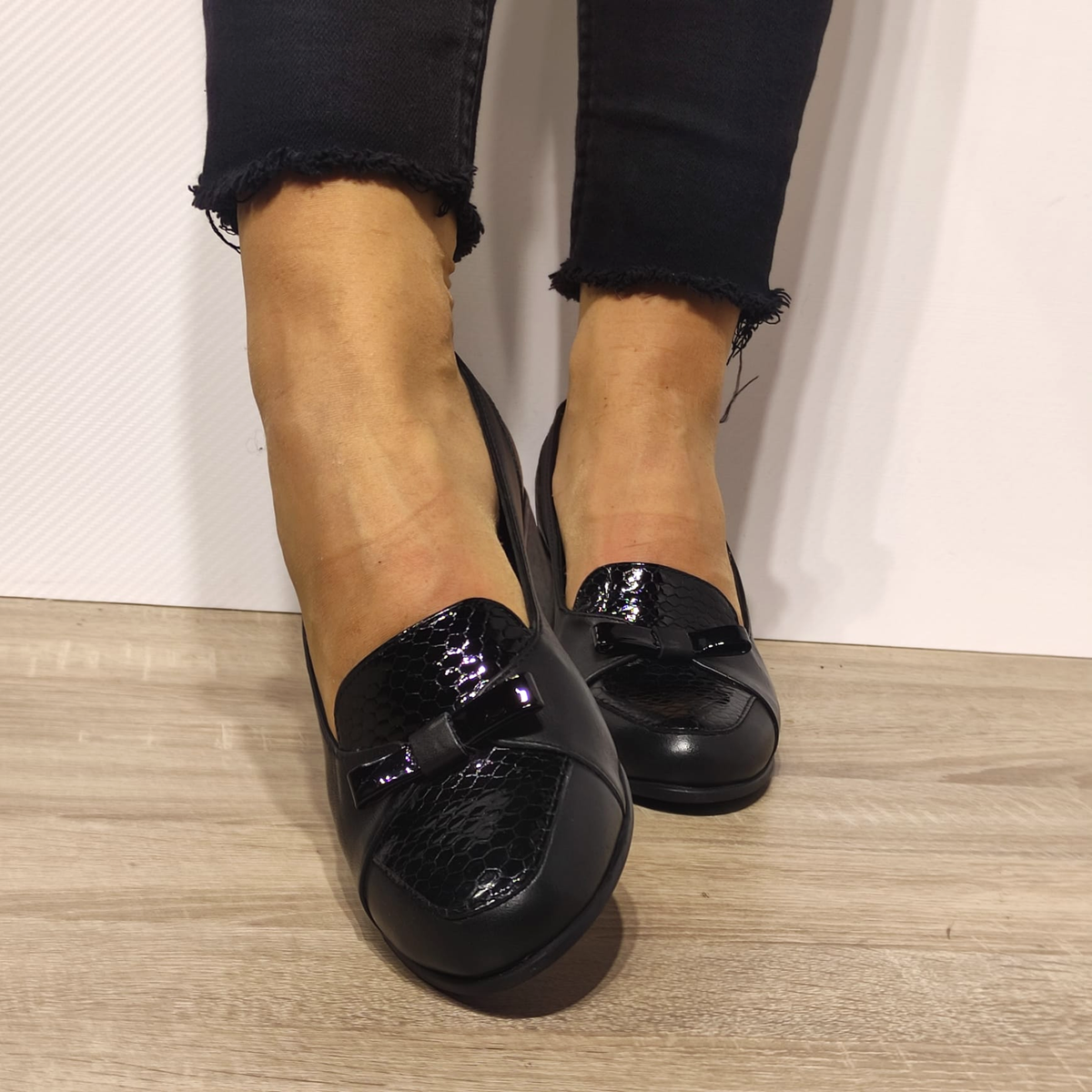 PANTOFI CASUAL DAMA NICOLIS 118948 NEGRI + CROCO - imagine 5