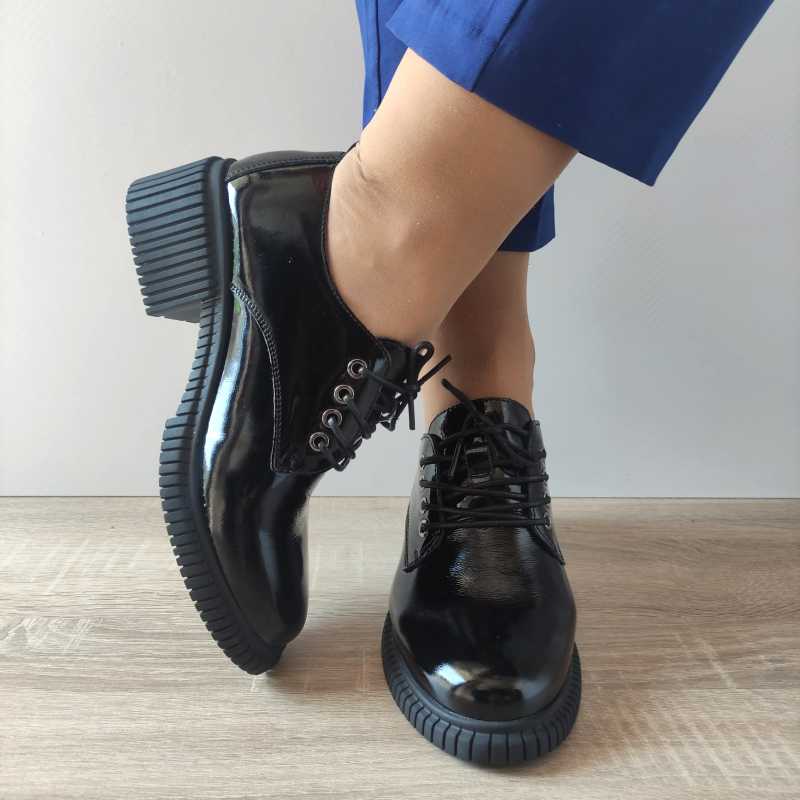 PANTOFI CASUAL DAMA PASS 21601 01-L NEGRI LAC - imagine 4
