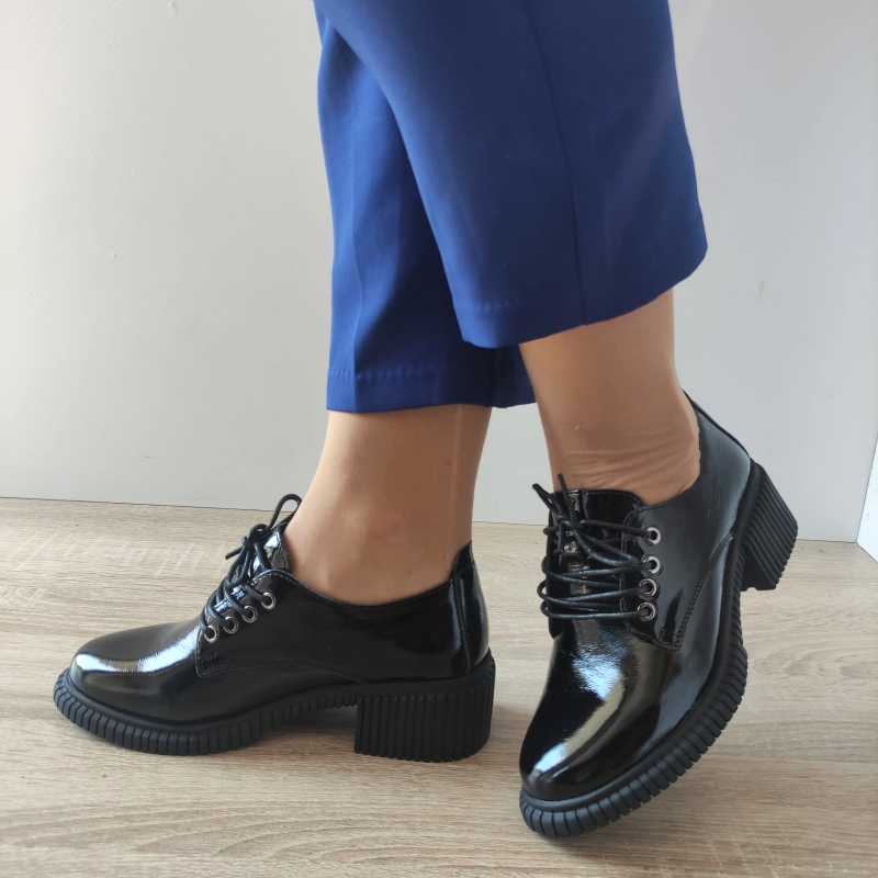 PANTOFI CASUAL DAMA PASS 21601 01-L NEGRI LAC - imagine 3
