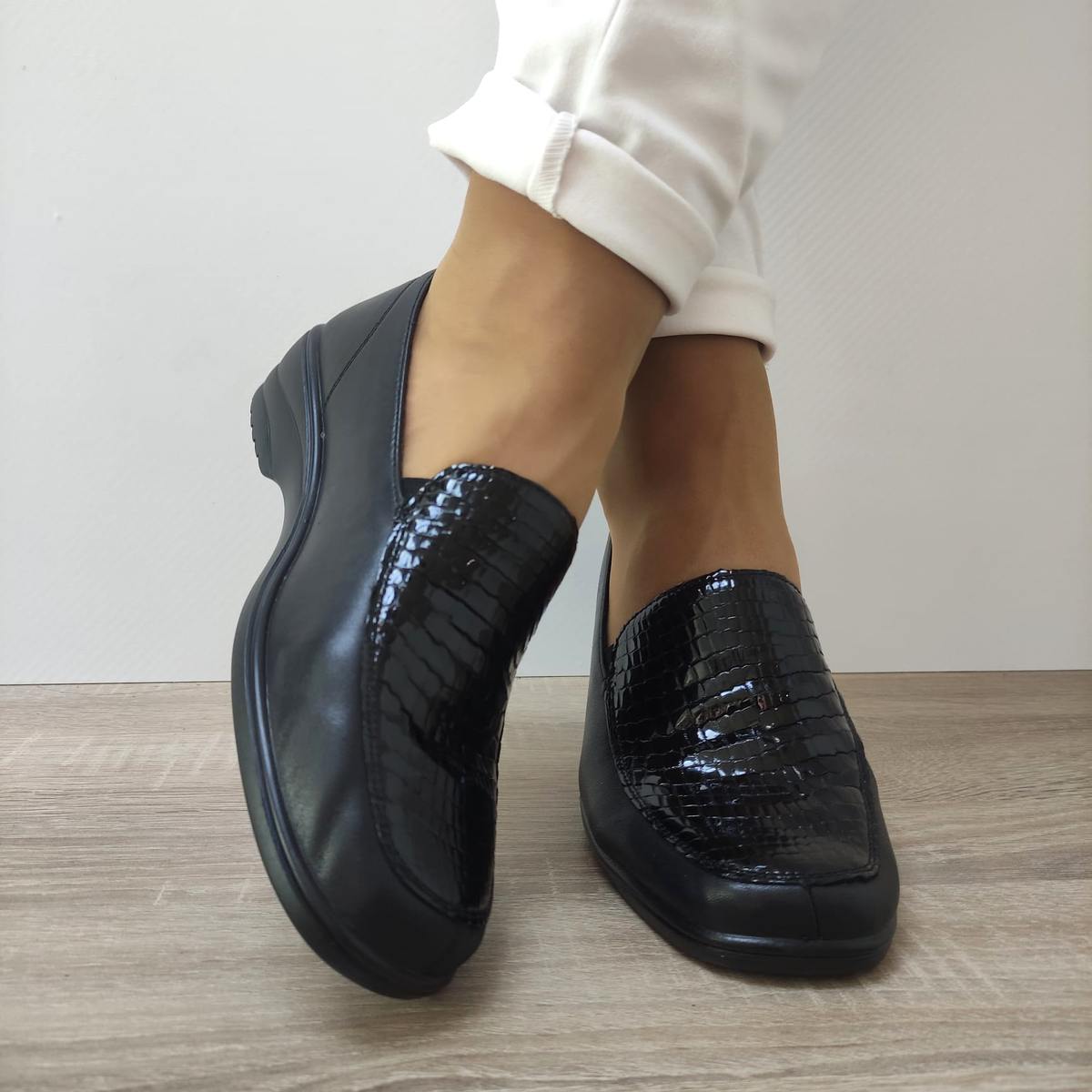 PANTOFI CASUAL DAMA PASS 400018 01-O NEGRI + CROCO - imagine 4