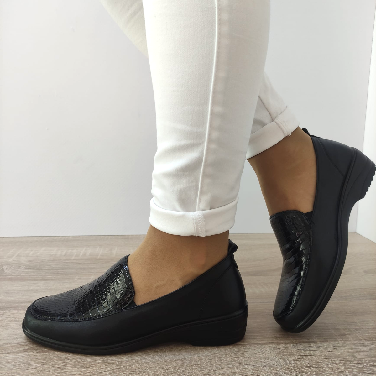 PANTOFI CASUAL DAMA PASS 400018 01-O NEGRI + CROCO - imagine 2