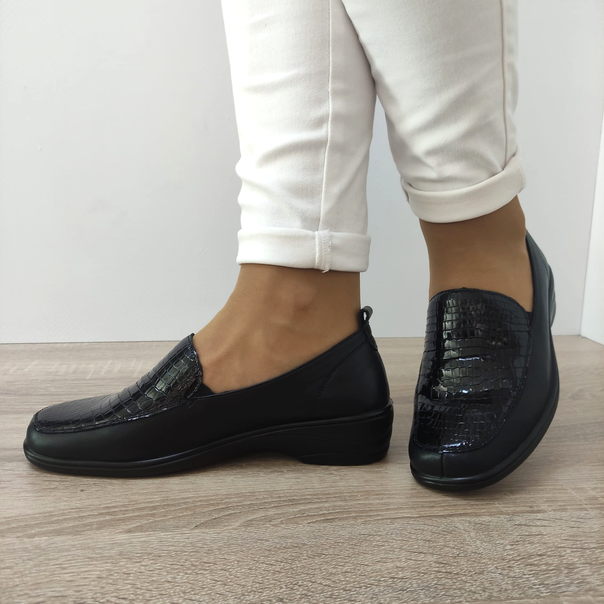 PANTOFI CASUAL DAMA PASS 400018 01-O NEGRI + CROCO - imagine 3