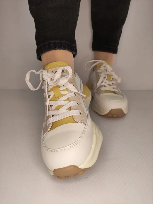 PANTOFI CASUAL DAMA PASS 60006A J7-N CREM CU GALBEN - imagine 3